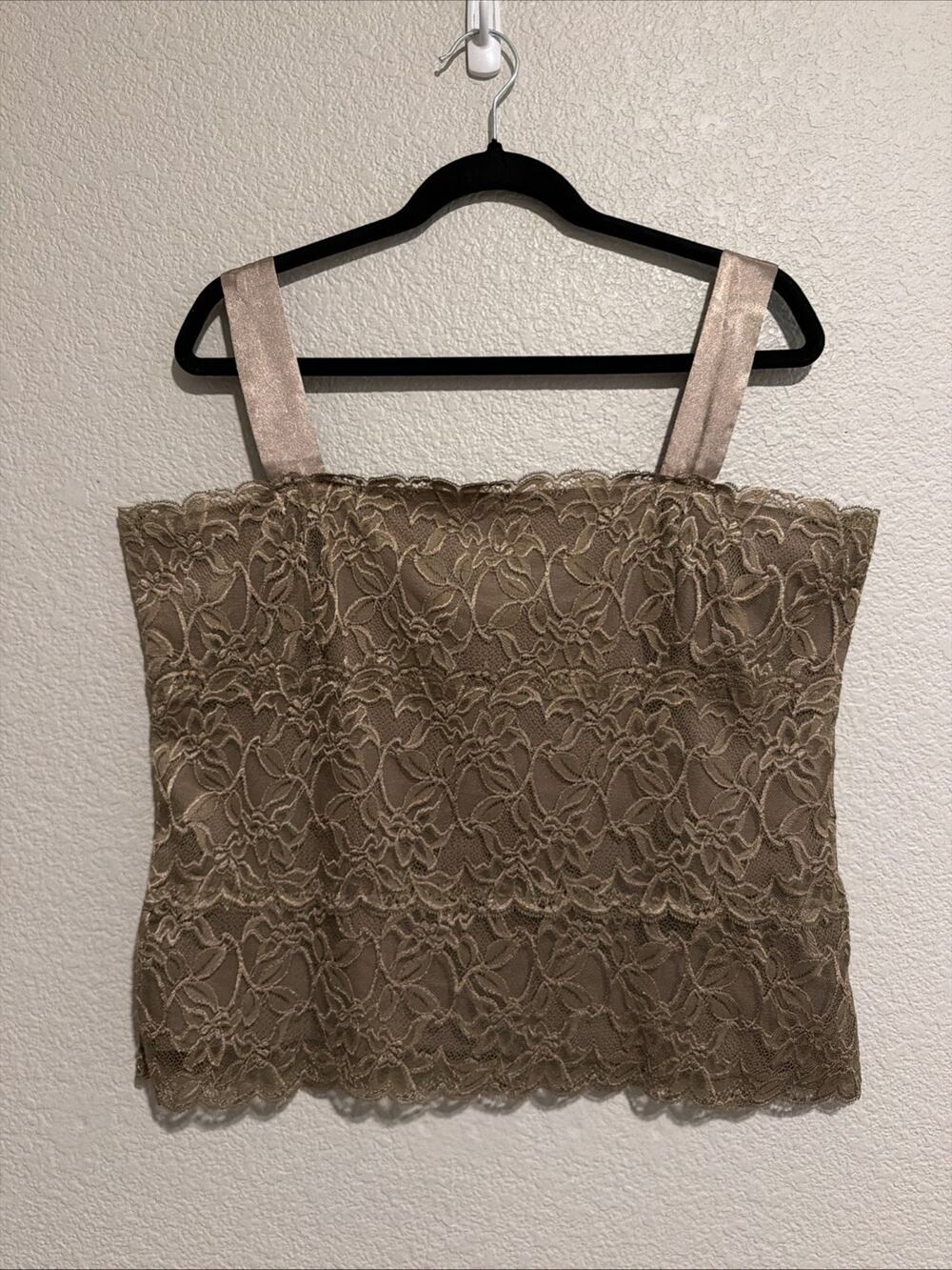 NEW Coldwater Creek Lace Babydoll Cami Top Coquette Festival Y2K Lace Moss XL